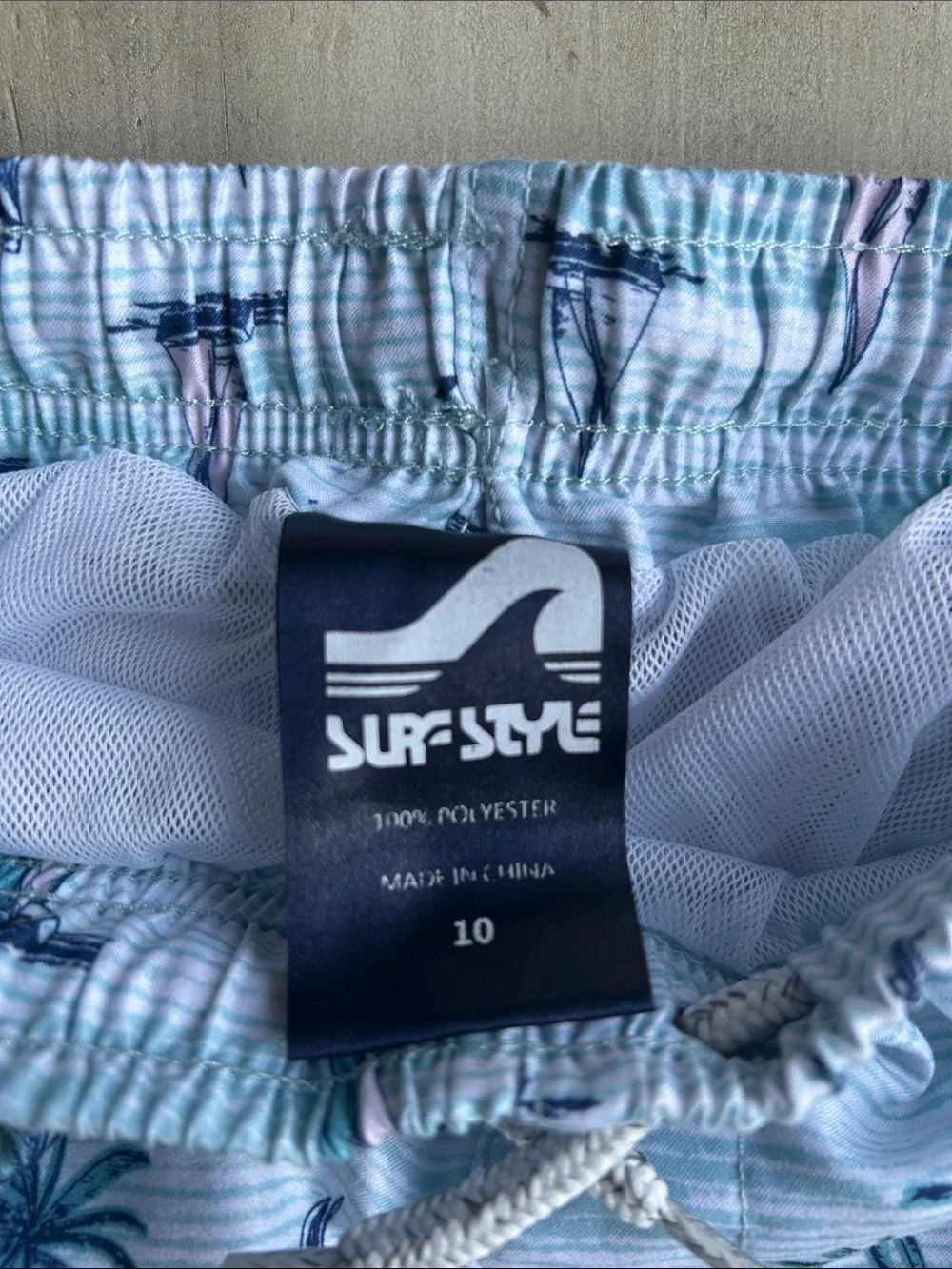 Kids SURF-STYLE Light Blue Sailboat Swim Shorts.SIze 10 boys.